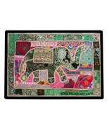 Elephant Wall Hanging Patchwork Tapestry Beaded Hand Embroidered Throw D... - $81.68