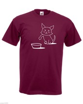 Mens T-Shirt Cute Hungry Cat Design, Sad Kitty Shirts, Asking to Eat Shirt - £19.41 GBP