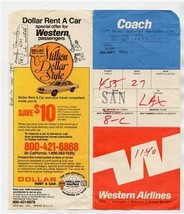 Western Airlines Coach Ticket Jacket 1981 The Only Way to Fly - £14.98 GBP