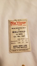 NEW Vintage Nu Vigor Mainspring for Waltham Watch 16 Size No.- 2247 / 224-A - $15.19