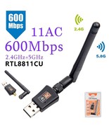 Ac 600Mbps External Mini USB Wireless WiFi Adapter RTL8811CU For PC 2.4G... - $6.92