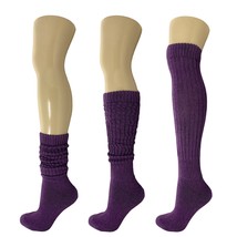 AWS/American Made Cotton Slouch Boot Socks Shoe Size 5 to 10 (Purple 3 Pairs) - £14.16 GBP