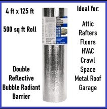 Radiant Barrier Insulation 48&quot; Double Reflective Single Bubble  125ft Ro... - $154.79