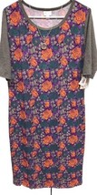 NWT LuLaRoe XL Stretchy Purple Green Orange Floral Julia Sheath Dress - $29.69