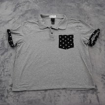 Gray Shirt Womens XL Casual Lightweight Short Sleeve Oversized Polo Polka Dot - $22.75