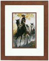 Easy Does It Terri Kelly Moyers Western Cowgirl &amp; Horse Double Matted &amp; Framed - £35.19 GBP