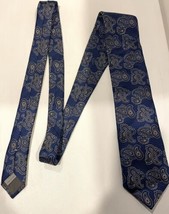 Canali Brown Label 100% Silk Blue Paisley Neck Tie - £44.64 GBP