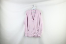 Fabletics Womens XXS Blank Oversized Baggy Fit Yoga Gym V-Neck Sweatshirt Pink - £27.33 GBP