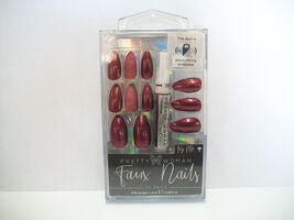 Pretty Woman Faux Nails #PD6261 Burgundy and Burgundy with Glitter - $9.84
