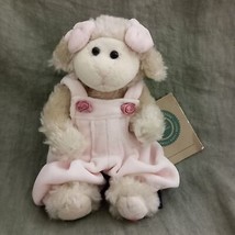 Boyds Bears White Lamb Pink Velvet Overalls 8&quot; Elspethe Ewe Plush Stuffe... - $23.74