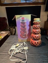 Vintage Ceramic Light Up Halloween Fall Decor Jack-O-Lantern Stacked Pum... - $14.06 CAD