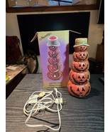Vintage Ceramic Light Up Halloween Fall Decor Jack-O-Lantern Stacked Pum... - $14.06 CAD