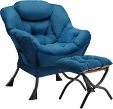 Lazy Chair With Folding Ottoman Modern Large Accent Chair,Contemporary, Blue-F - £126.38 GBP