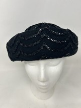 Vintage Black Wool Peachfelt Hat 60s Designer Henry Pollak NYC Union Label - £22.69 GBP