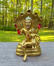 13&quot; Vintage Astadhatu Brass Lakshmi Narasimha Adisesa Murti Deity Statue... - $12,079.14 MXN