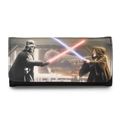 Loungefly Star Wars Wallet Darth Vader Obi-Wan Photo Real Tri Fold Wallet NEW - $28.99