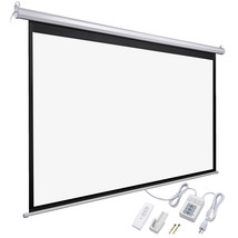 92&quot; Electric Projector Screen 16:9 Remote Projection Home Theater Wall 3... - $206.98
