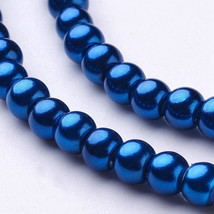 216 Navy Blue Glass Pearl Beads 4mm Bulk Jewelry Making Supplies 32&quot; Strand  - £4.44 GBP