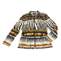 Lafayette 148 Animal Print Stripe Zip-Down Blazer Jacket Lightweight Size 6 - £36.39 GBP