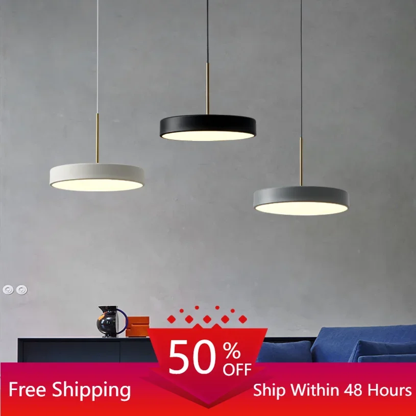 Led Round Pendant Light for Kitchen Dining Room Island Hanging Lamp Modern - $52.70+