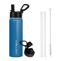 24Oz Stainless Steel Insulated Water Bottle With Straw &amp; Two Lids,Double Walled  - $32.99