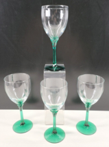 4 Libbey Domaine Green Juniper Water Goblets Set Elegant Clear Floral St... - $59.27
