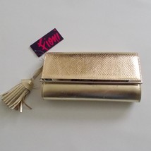 Fioni Metallic Gold Women Clutch Purse With Tassel Strap Evening Bag Small Flaw - £14.07 GBP