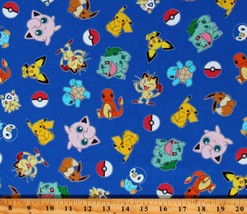 Cotton Pokemon Video Games Characters Pikachu Fabric Print by the Yard D187.26 - £10.94 GBP