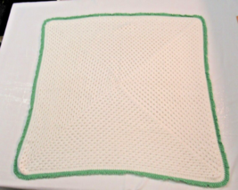Handmade Crochet Super Soft Green and White Baby Blanket, Afghan 40”x36” - £14.68 GBP