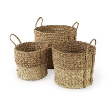 Set Of Three Two Tone Wicker Storage Baskets - $3,857.63 MXN