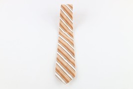 Vintage 70s Rockabilly Distressed Silk Striped Color Block Neck Tie Dres... - £15.48 GBP
