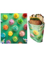 Beeswax Reusable Snack Bag Sandwich Bag Organic Cotton Handmade Cupcakes... - $14.84