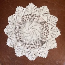 10&quot; Inch Round Cotton Crochet Lace Doily Handmade White Vintage excellent Cond - £6.18 GBP