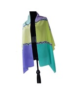 Vintage 90s Silk Wrap Scarf Shawl With Daisy Graphics - $32.89 CAD