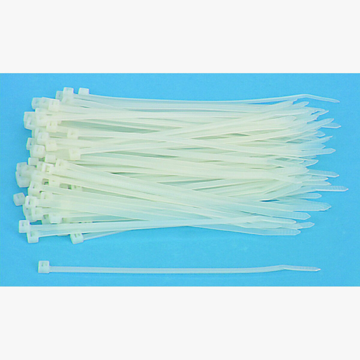 100 Nylon CABLE TIES 7 3/8&quot; Long x 3/16&quot; Wide 75 lb DUPONT White Locking... - $18.11