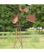 8ft. Tall Large Iron Windmill Stand with Rooster Oscar - £758.75 GBP