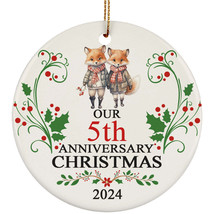 Our 5th Anniversary 2024 Ornament Gift 5 Years Christmas Cute Fox Couple Loved - £11.61 GBP