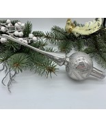 Silver Christmas glass tree topper with silver ornament, XMAS finial - $25.88