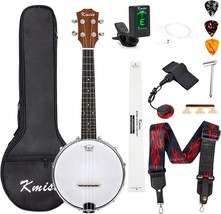 Kmise, 4, Banjolele Banjo Ukulele Concert Size, Pickup Picks Ruler Wrench Bridge - £76.96 GBP