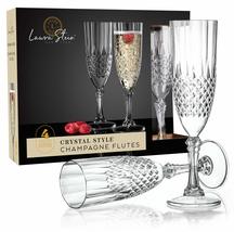 Laura Stein 4 Pack Disposable Crystal Style Flute Glasses with Stem - £11.33 GBP+