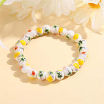 Yellow Floral Beaded Stretch Bracelet - £11.18 GBP