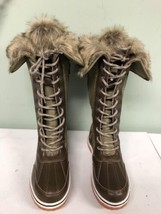 Nature Breeze FROST-02 Women&#39;s Lace Up Quilted Khaki Nylon Winter Boots Size 7 - $26.32
