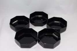 Arcoroc Octagon Black Cereal Soup Bowls 5 1/2&quot; Set of 5 France - £22.69 GBP