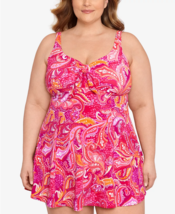 SWIM SOLUTIONS Swim Dress Pink Paisley Print Plus Size 24W $119 - NWT - £21.22 GBP
