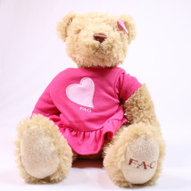  FAO Schwartz Teddy Bear Heart Pink Dress 10&quot; Seated Toys R Us 2012 Sweet Teddy - $9.66