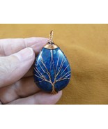 (j472-64) Blue Lapis Lazuli Tree of Life teardrop gemstone wrapped wired... - £19.36 GBP