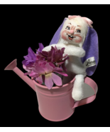 Annalee Azalea Bunny Rabbit in Watering Can Pail Open Mouth Smile 5.25&quot; ... - £31.08 GBP