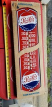 VINTAGE pepsi cola bottle cap in original box  Thermometer Sign  - £283.81 GBP