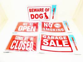 We&#39;re Open Signs Closed Garage Sale No Smoking Beware of Dog Yard Sign 12x8 in. - £4.62 GBP