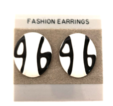 New with Tags Fashion Jewelry Women&#39;s Pierced Earrings Black White Metal... - $8.32